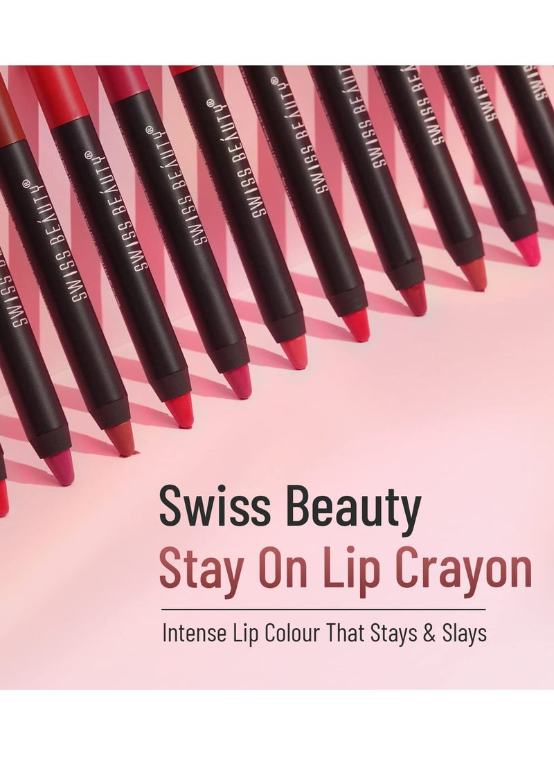 Swiss Beauty Matte Long Lasting Crayon Lipstick Ash Red 3.5G