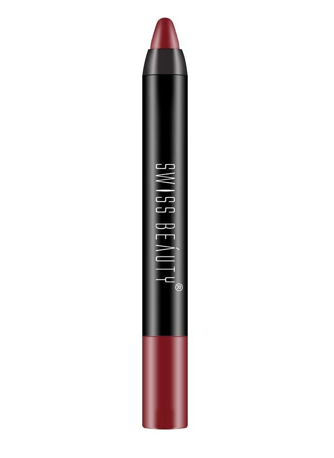 Swiss Beauty Matte Long Lasting Crayon Lipstick Ash Red 3.5G