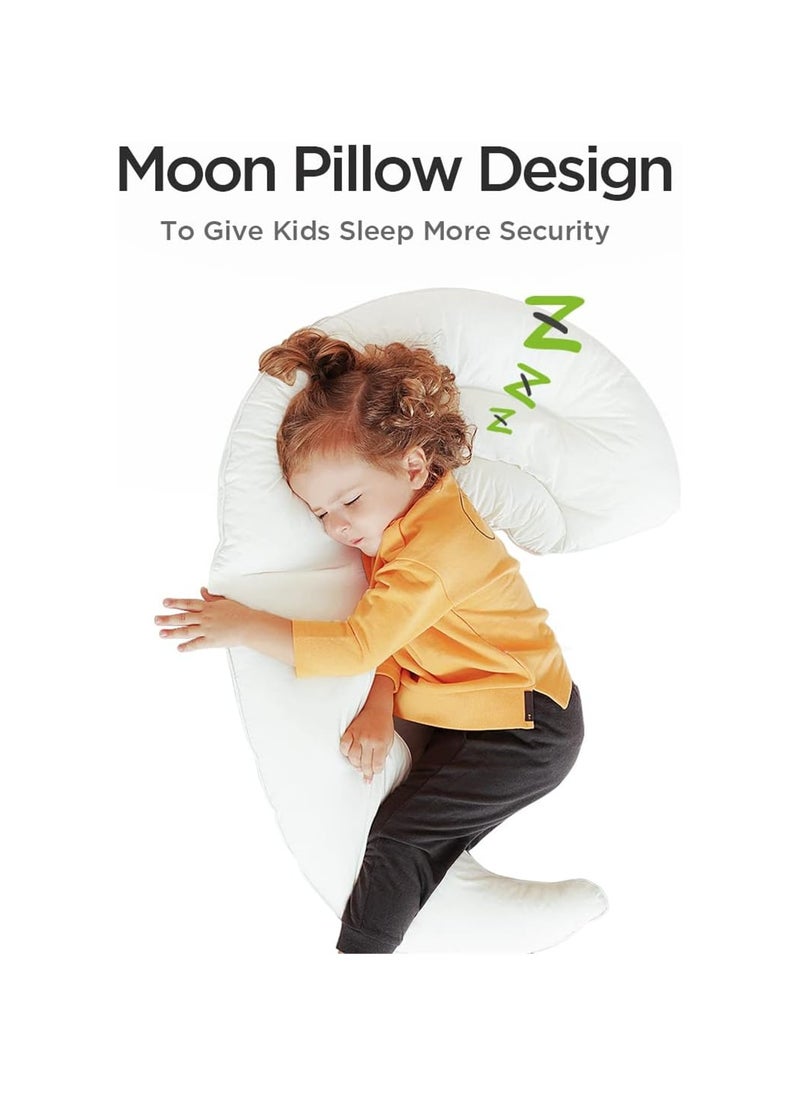 Moon Shape Toddler Body Pillow 34x27 inches Soft Organic Cotton Washable Sleep Aid for Kids