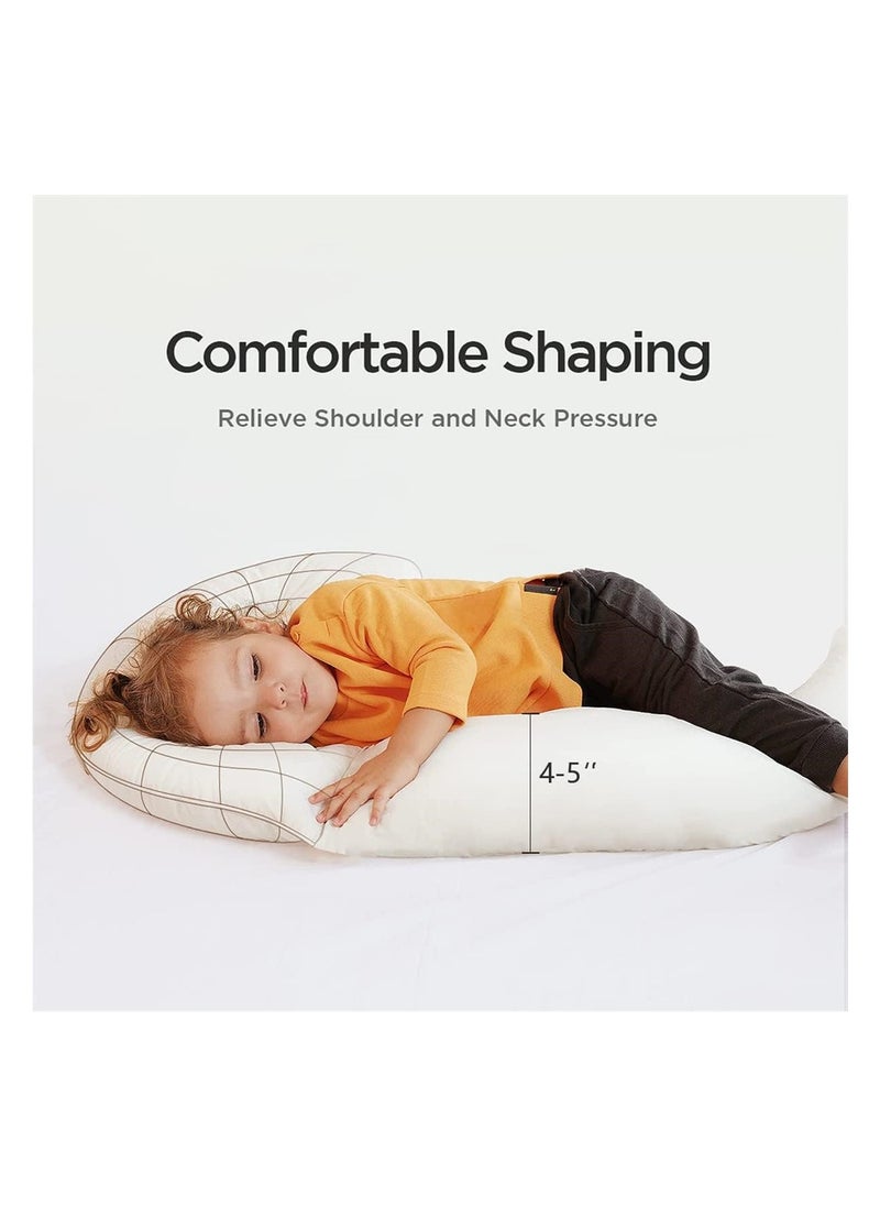 Soft Moon Shape Toddler Body Pillow 34x27in Curved Design 100 Organic Cotton Hypoallergenic Washable Sleep Aid for Kids