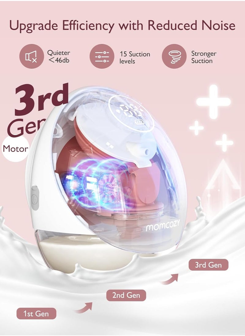 M9 Breast Pump Hands-Free Mobile Flow, App Discreet Control with Personalized Multi-Modes and 15 Levels, Independent Breastmilk Storage, Wearable M9 Breast Pump 24mm