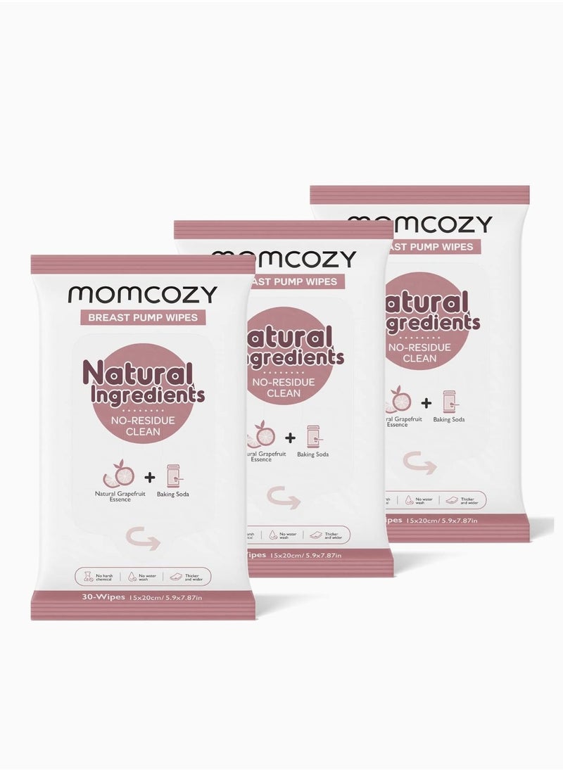 Natural Breast Pump Wipes for Pump Parts Cleaning On-the-go, 30 Count, Flash Clean u0026 Resealable Pump Wipes, Leaves No Residue