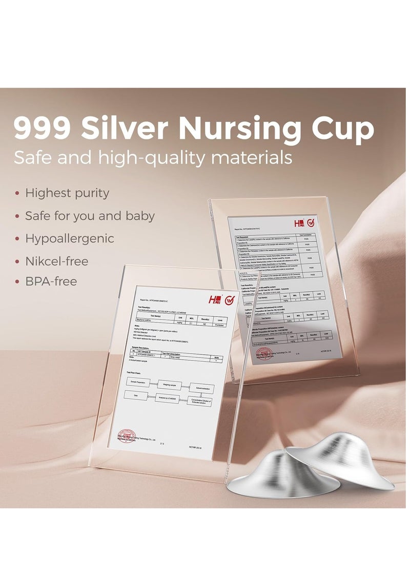 999 Silver Nursing Cups, Hole-Free Design, 999 Silver Nipple Shields, Breastfeeding Essentials, Silver Nipple Shields for Breastfeeding Newborns, Metal Nipple Shields