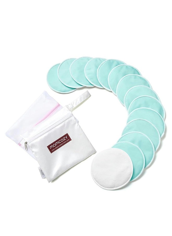 Pack Of 14 Reusable 4-Layer Washable  Nursing Pads With Wet and Dry Separation Bag And Wash Bag