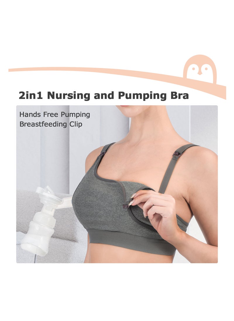 Hands Free Pumping Bra, Adjustable Breast-Pump Holding and Nursing Bra