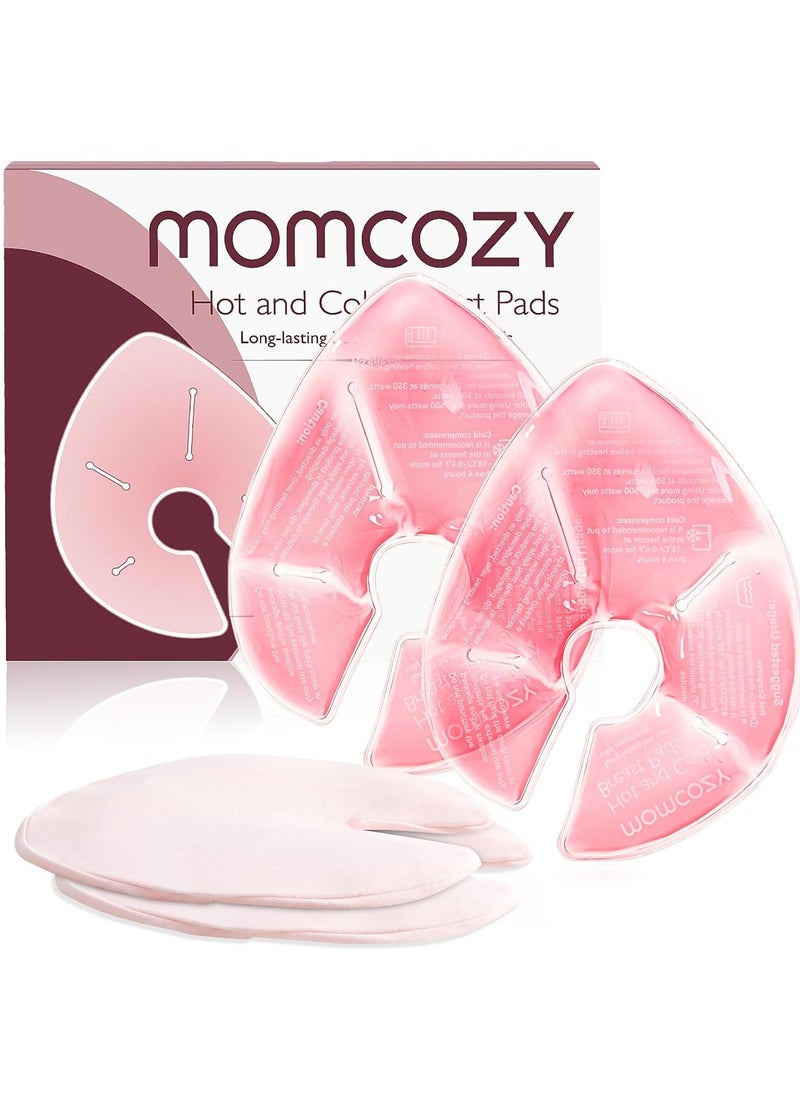 Larger Breast Therapy Packs, Hot and Cold Breast Pads with 2 Soft Covers, Breastfeeding Essentials for Relieve Clogged Ducts, Nipple Pain, Engorgement, 2 Pack