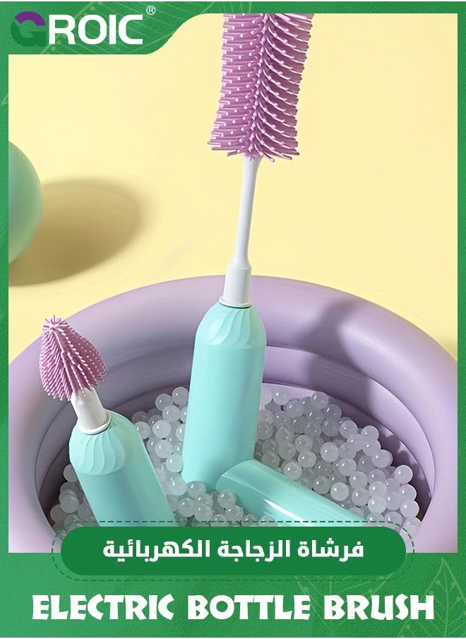 Electric Baby Bottle Cleaning Brush Set,Rechargeable with Straw Cleaner,Water Kit, Nipple Brush,Silicone