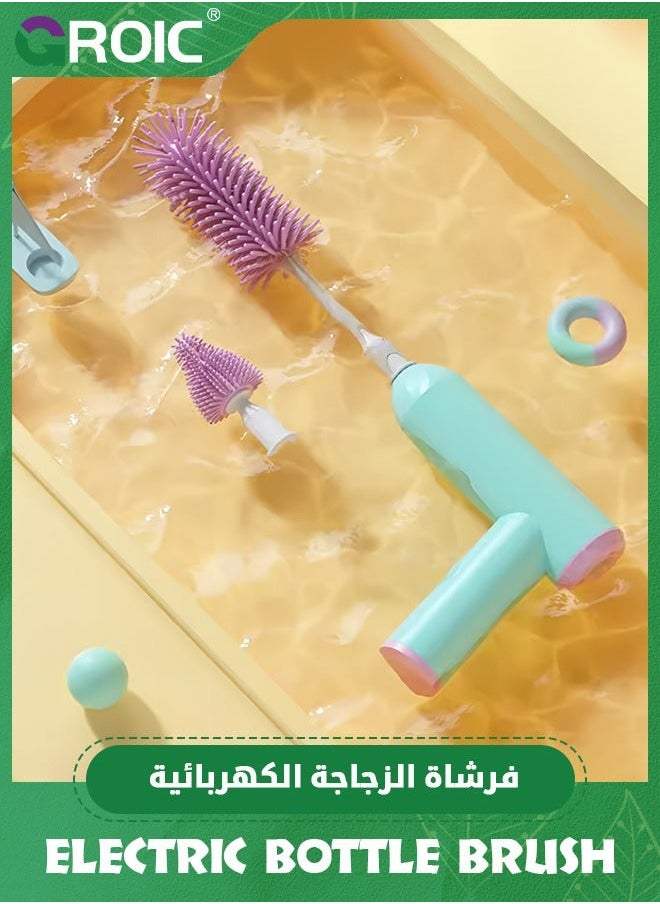 Electric Baby Bottle Cleaning Brush Set,Rechargeable with Straw Cleaner,Water Kit, Nipple Brush,Silicone