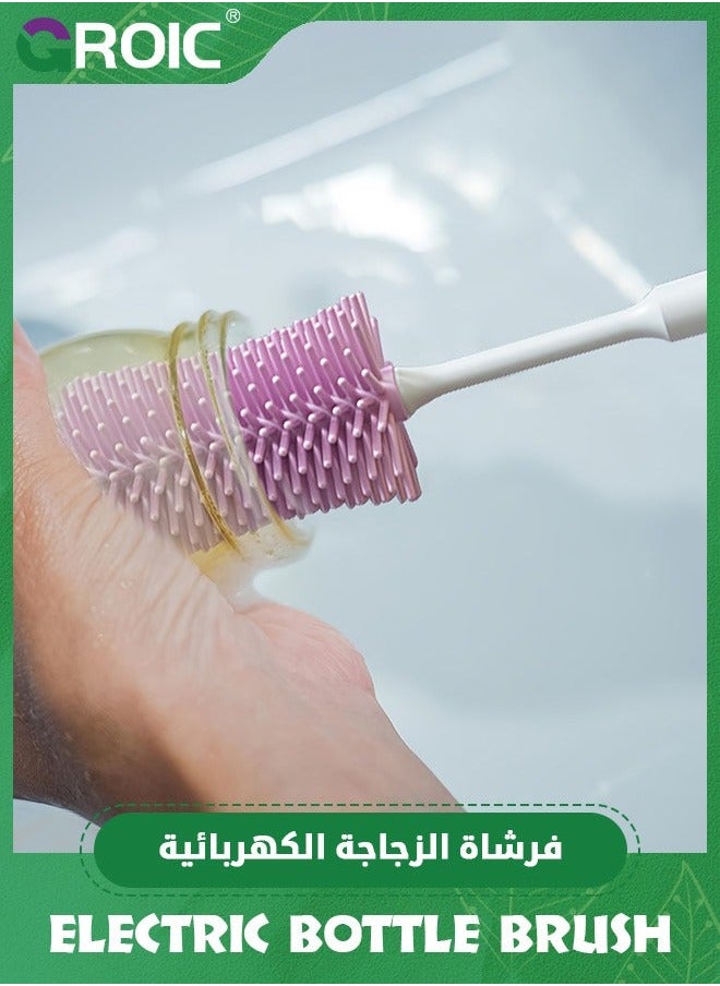 Electric Baby Bottle Cleaning Brush Set,Rechargeable with Straw Cleaner,Water Kit, Nipple Brush,Silicone