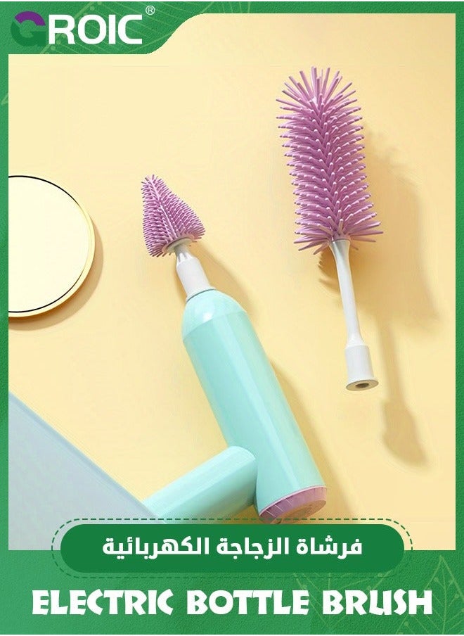 Electric Baby Bottle Cleaning Brush Set,Rechargeable with Straw Cleaner,Water Kit, Nipple Brush,Silicone