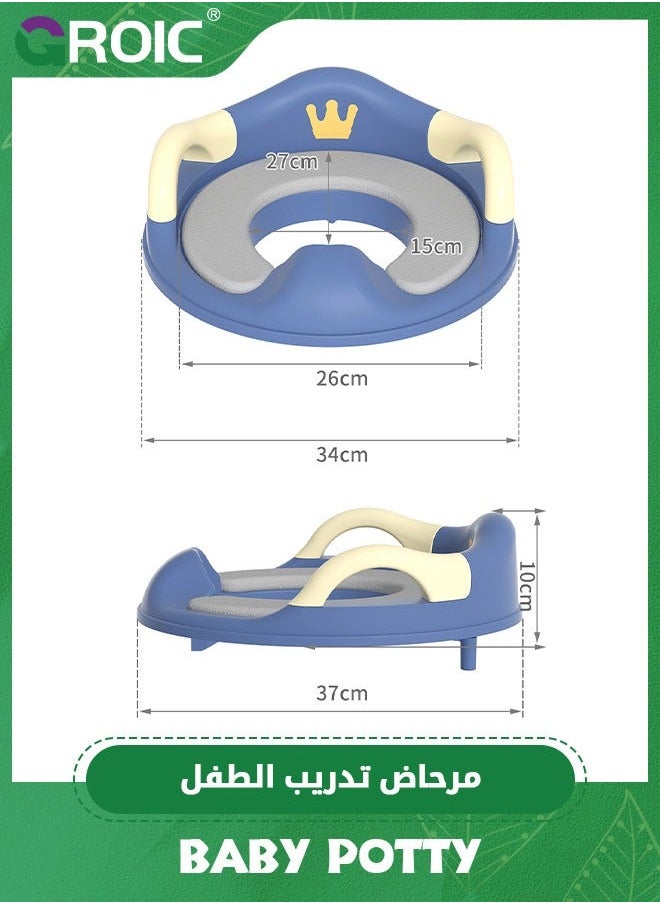 Potty Training Toilet Seat for Boys and Girls with Handles & Detachable Soft Cushion, Kids Travel Anti-Slip Design Splash Guard