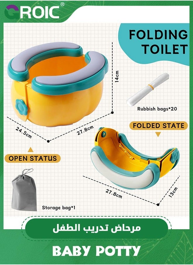 Portable Baby Toilet,Travel Potty,Bottomless Potty with 20 Disposable Liners,Kids Chair Cover,Portable Car Storage Bag