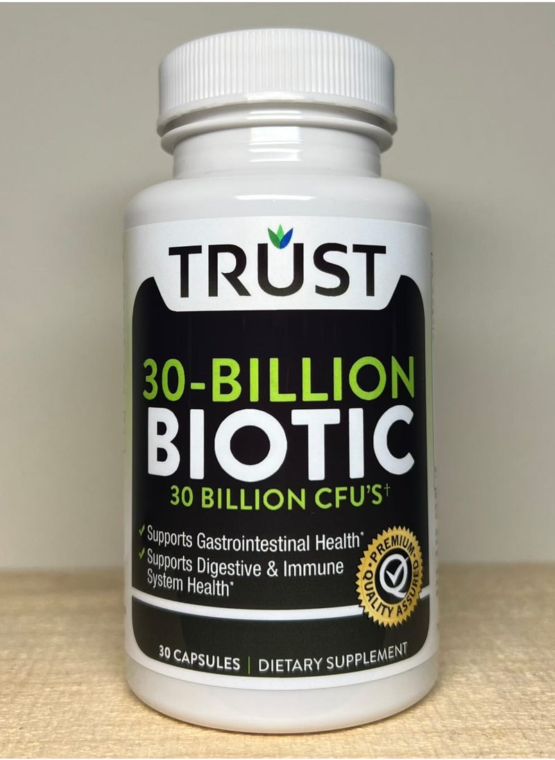 Trust 30 Billion Biotic Probiotics For Digestive Health,Boost Immune System Colon Cleanser Prevents Nausea, Bloating, Vomiting And Abdominal Pain 30 Capsules