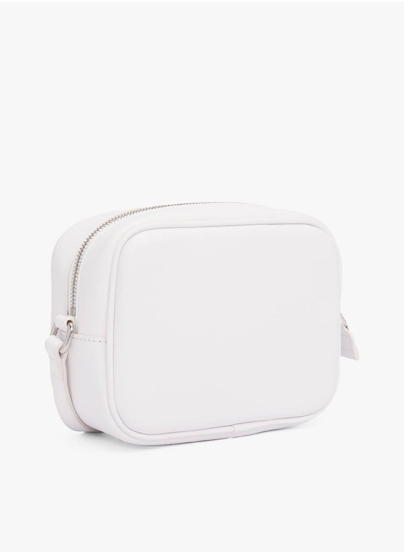 Women's Camera Bag - Faux Leather, White
