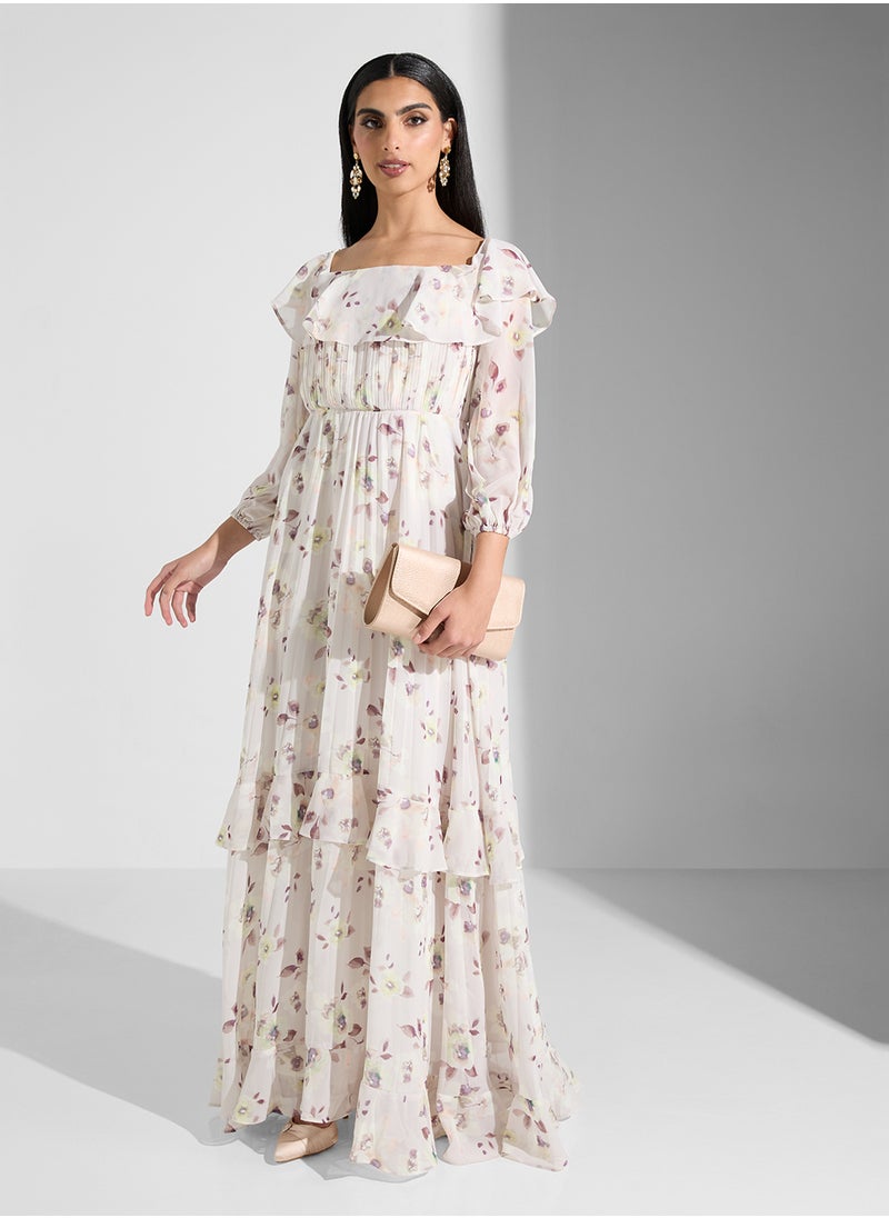 Floral Pleated Maxi Dress