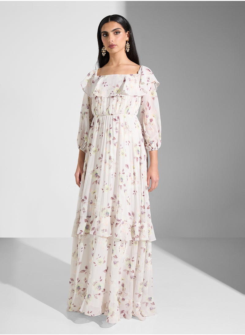 Floral Ruffle Detailed Maxi Dress