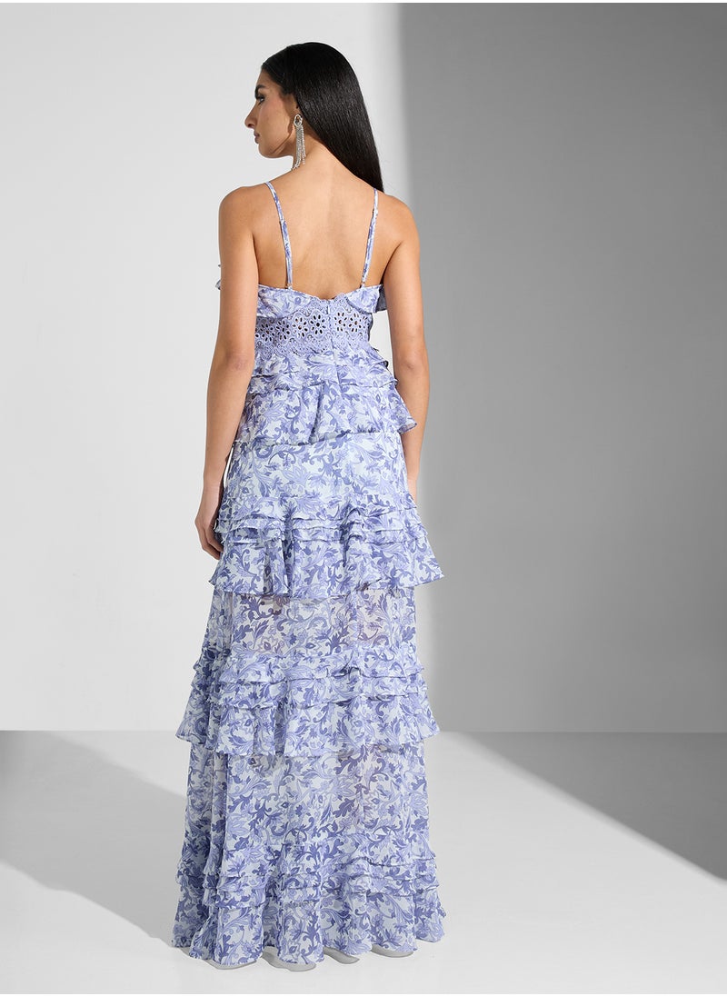 Floral Print Strappy Maxi Dress