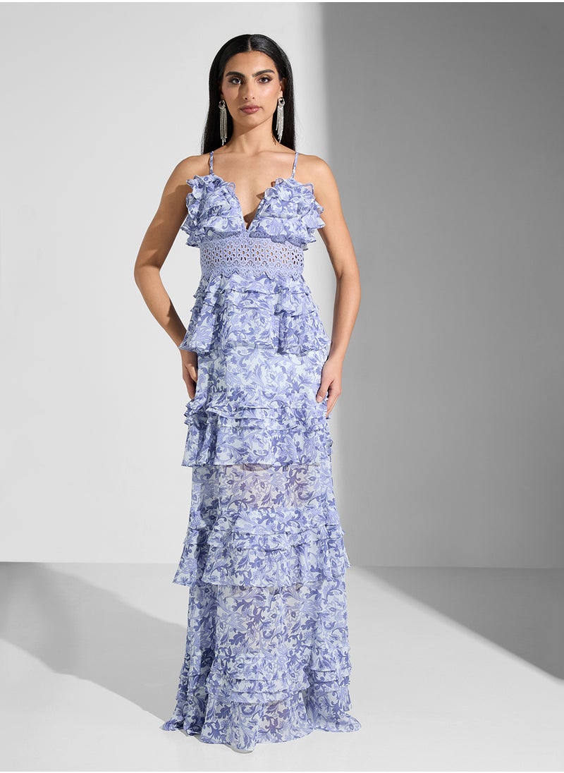 Floral Print Strappy Maxi Dress