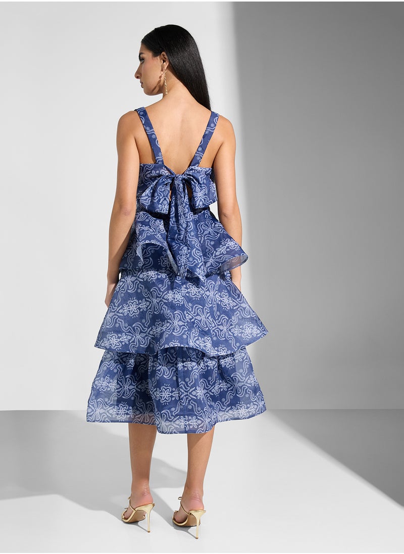 Printed V-Neck Dress