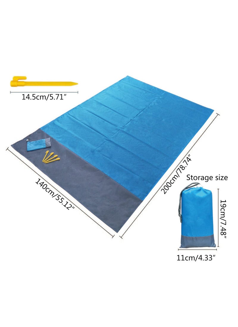 Outdoor camping ceiling waterproof 200*140cm, practical foldable picnic suitable for 4-6 people, with 4-Erdn,Geln (light blue+gray)