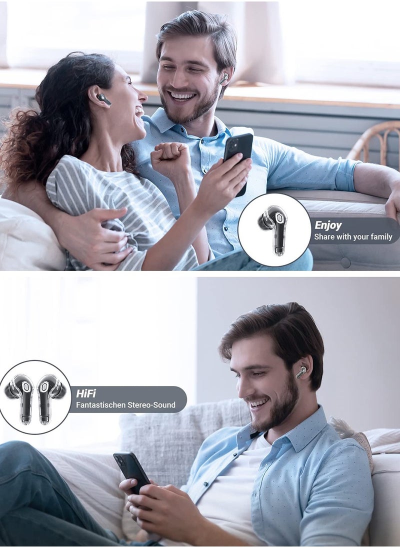 Luxury Wireless Earbuds, Transparent appearance with LED Display Charging Case, Bluetooth 5.3 in-Ear Earphones with Mic for Phone Tablet Laptop Sports, High-End Headphones