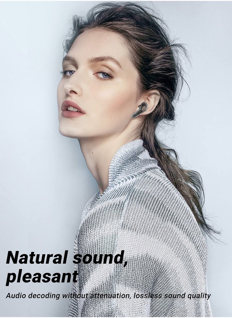 Luxury Wireless Earbuds, Transparent appearance with LED Display Charging Case, Bluetooth 5.3 in-Ear Earphones with Mic for Phone Tablet Laptop Sports, High-End Headphones