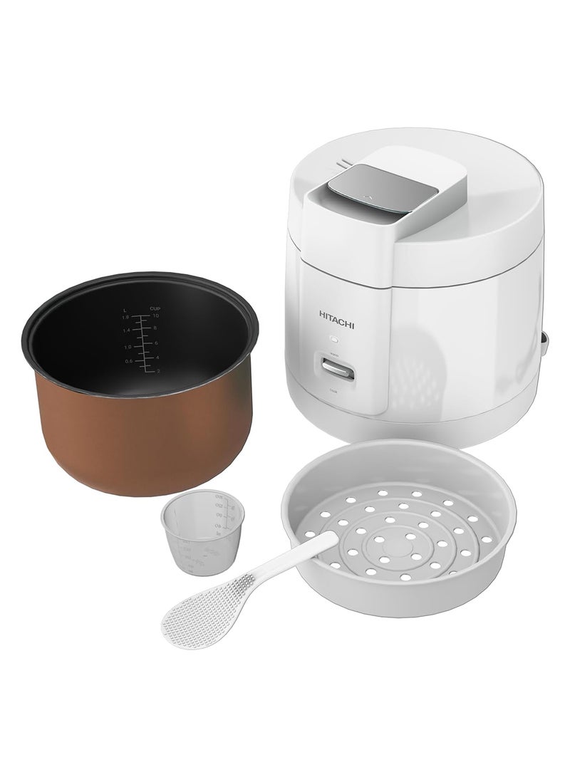 Rice Cooker 800W-950W Cooking Power, Non-stick inner pot, LED Light Display, Easy to Clean after Cooking, Keeps your food warm for up to 12 hours 1.8 L 800 W RZS18MNW White