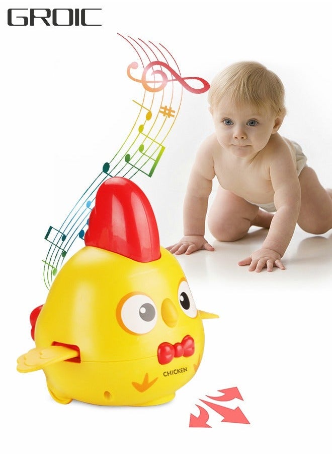 Crawling Chicken Baby Toys with Music, Glowing Sensory Toys, for Toddlers, Interactive Toddlers Sensor Obstacle Avoidance, Fun Moving