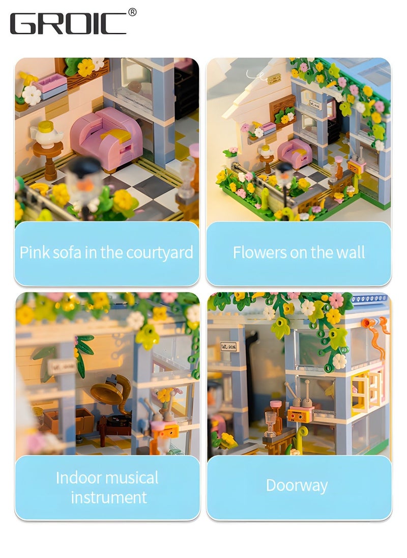 608 Piece Flower House Building Set, Micro Mini Blocks Sunshine Friendship Dreamhouse Bricks, Educational Toy, Assembling Toy