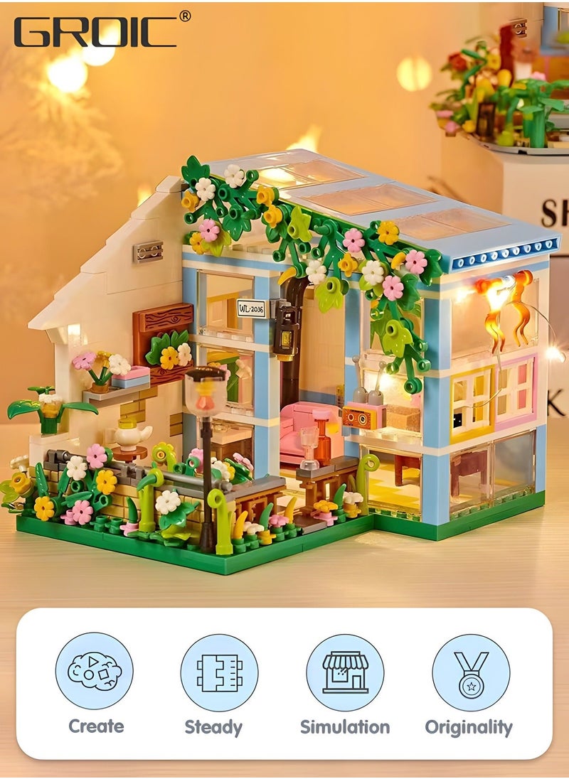 608 Piece Flower House Building Set, Micro Mini Blocks Sunshine Friendship Dreamhouse Bricks, Educational Toy, Assembling Toy