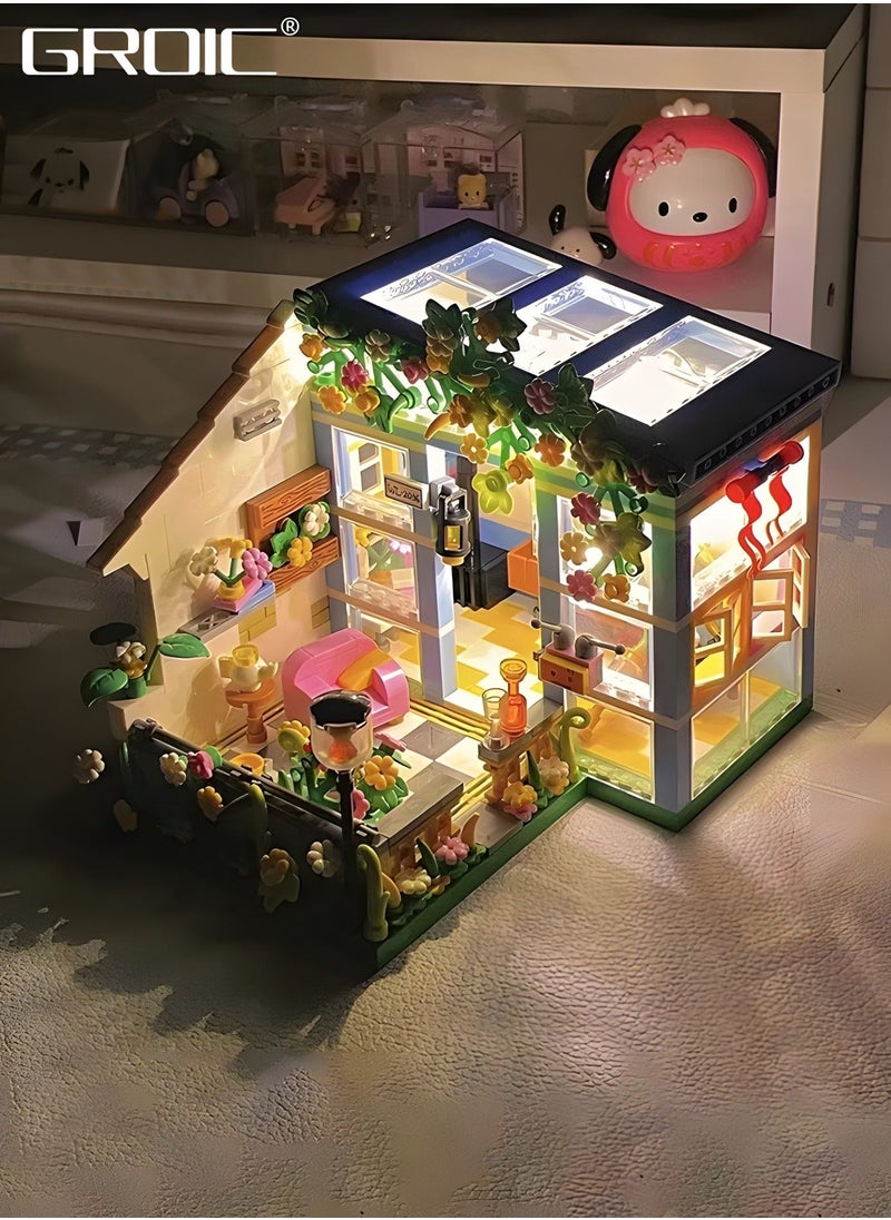 608 Piece Flower House Building Set, Micro Mini Blocks Sunshine Friendship Dreamhouse Bricks, Educational Toy, Assembling Toy