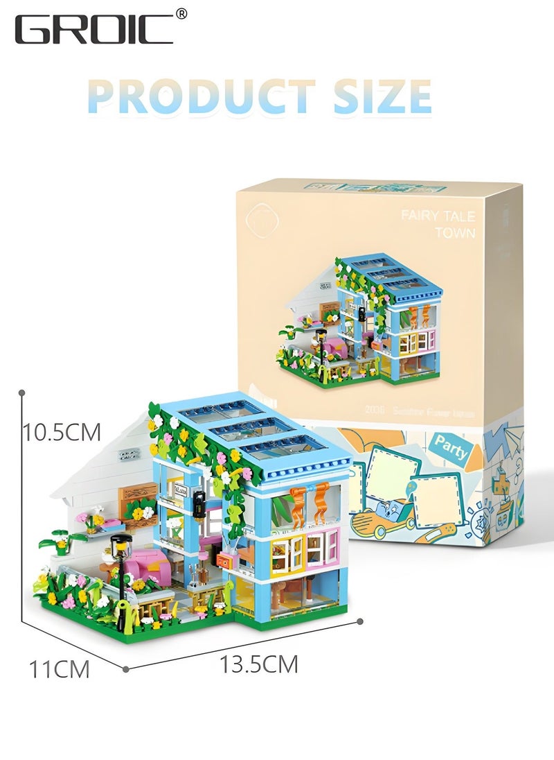 608 Piece Flower House Building Set, Micro Mini Blocks Sunshine Friendship Dreamhouse Bricks, Educational Toy, Assembling Toy