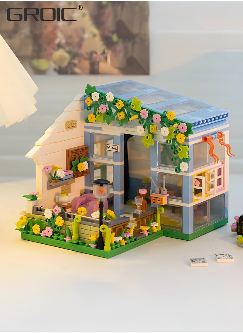 608 Piece Flower House Building Set, Micro Mini Blocks Sunshine Friendship Dreamhouse Bricks, Educational Toy, Assembling Toy
