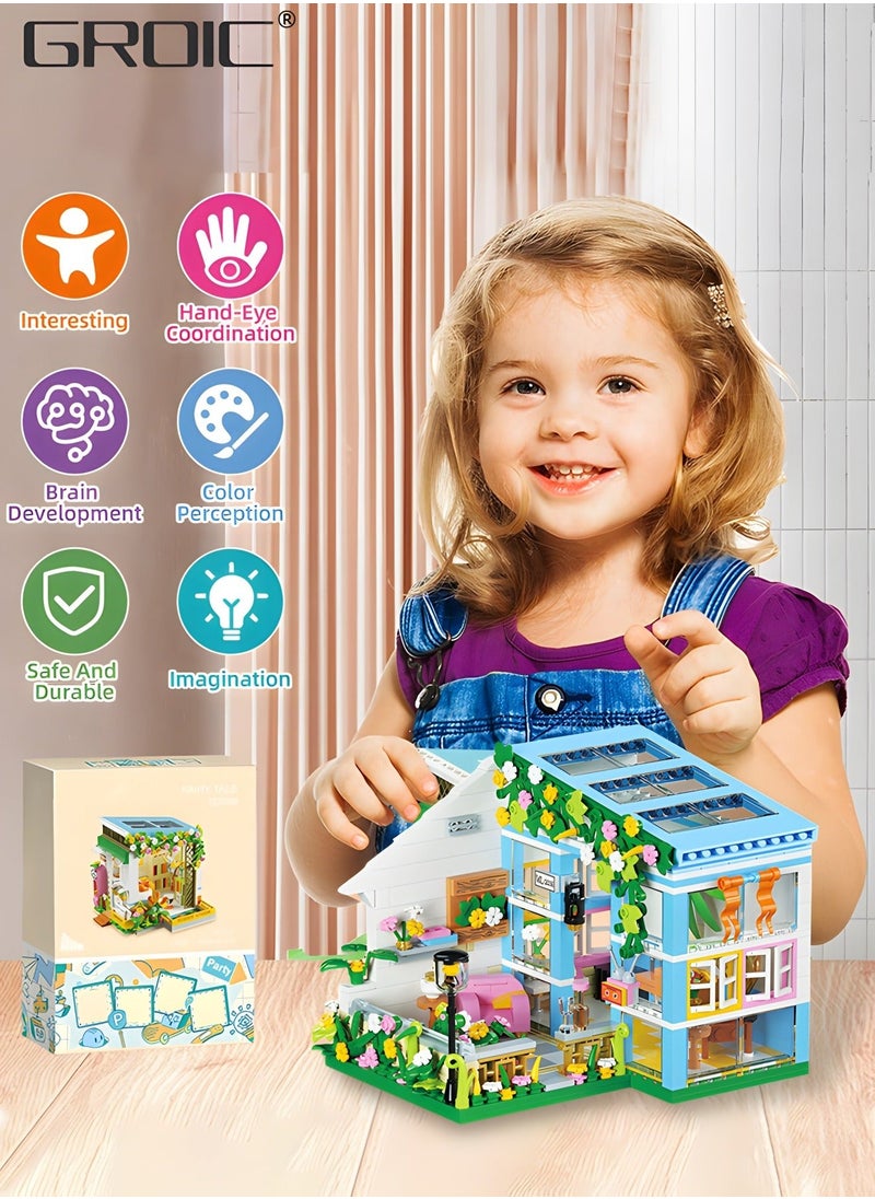 608 Piece Flower House Building Set, Micro Mini Blocks Sunshine Friendship Dreamhouse Bricks, Educational Toy, Assembling Toy