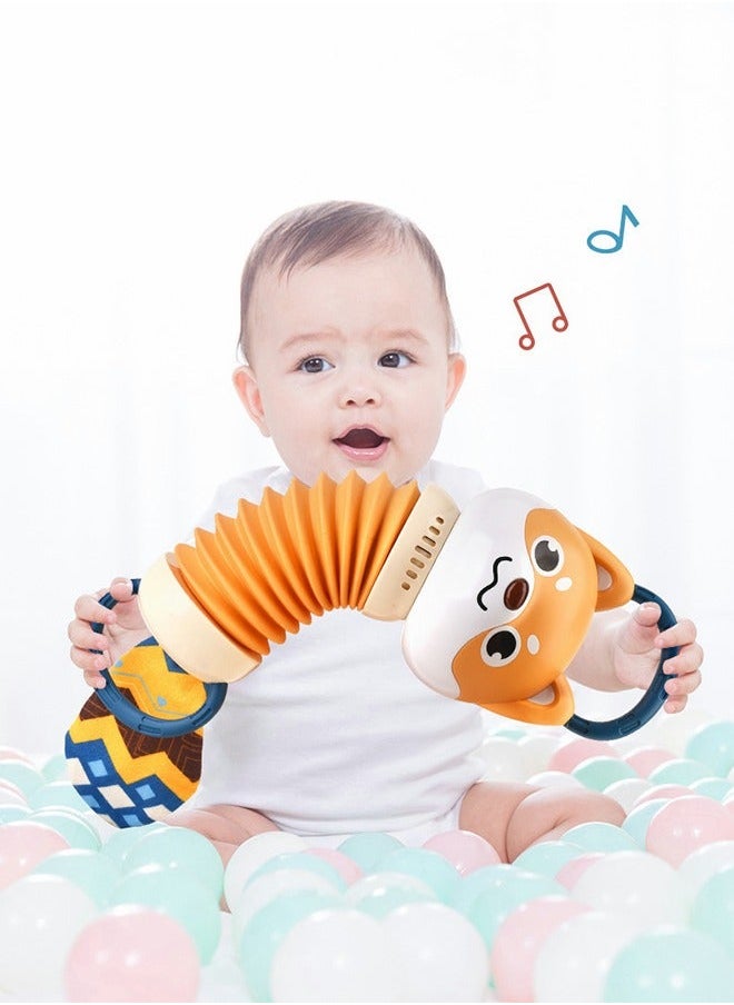 Cute Puppy Music Light Hand Crank Baby Organ, Accordion Toy, Cartoon Animal Toy With Light, Educational Early Education Auditory Tactile Exercise