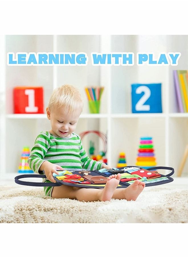 Toddler Busy Board Toy, Sensory Travel Toy for Fine Motor Skill, Early Education Aids Montessori Toys Kids Activities, Book Gifts