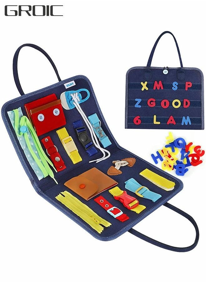 Toddler Busy Board Toy, Sensory Travel Toy for Fine Motor Skill, Early Education Aids Montessori Toys Kids Activities, Book Gifts