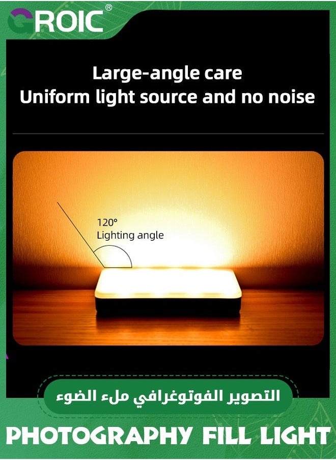 Rechargeable Photography Fill Light, RGB Video Lights, LED Camera Full Color Light for - 2000mAh Battery, CRI 95+, 2700~6500K, 96 LED+42 Phone Selfies, iPad, Laptop