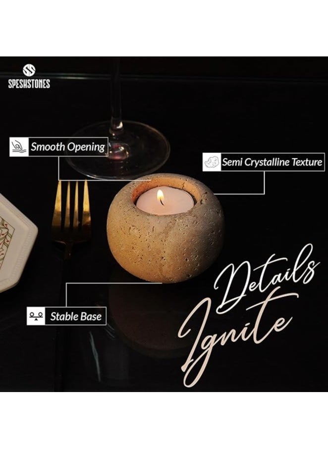 Travertine Marble Tealight Candle Holders Set of 2 | 3