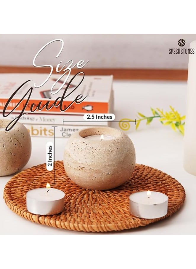 Travertine Marble Tealight Candle Holders Set of 2 | 3
