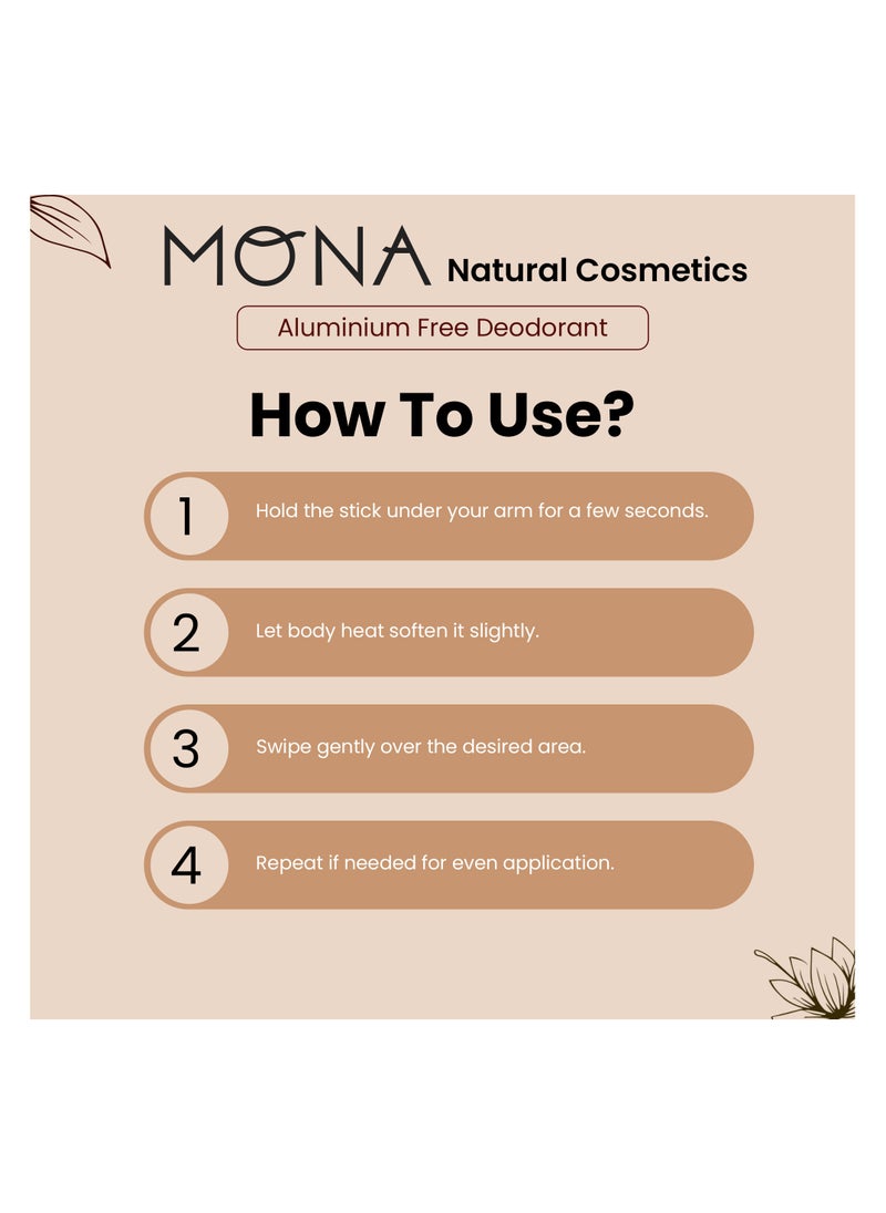 Mona Natural Aluminum-Free Deodorant for Sensitive Skin – Safe for Kids, Pregnant Women & Elderly – Long-Lasting Fresh Scent, Eco-Friendly Recyclable Packaging, Sustainable & Chemical-Free Body Deodorant for the Whole Family (Citrus)