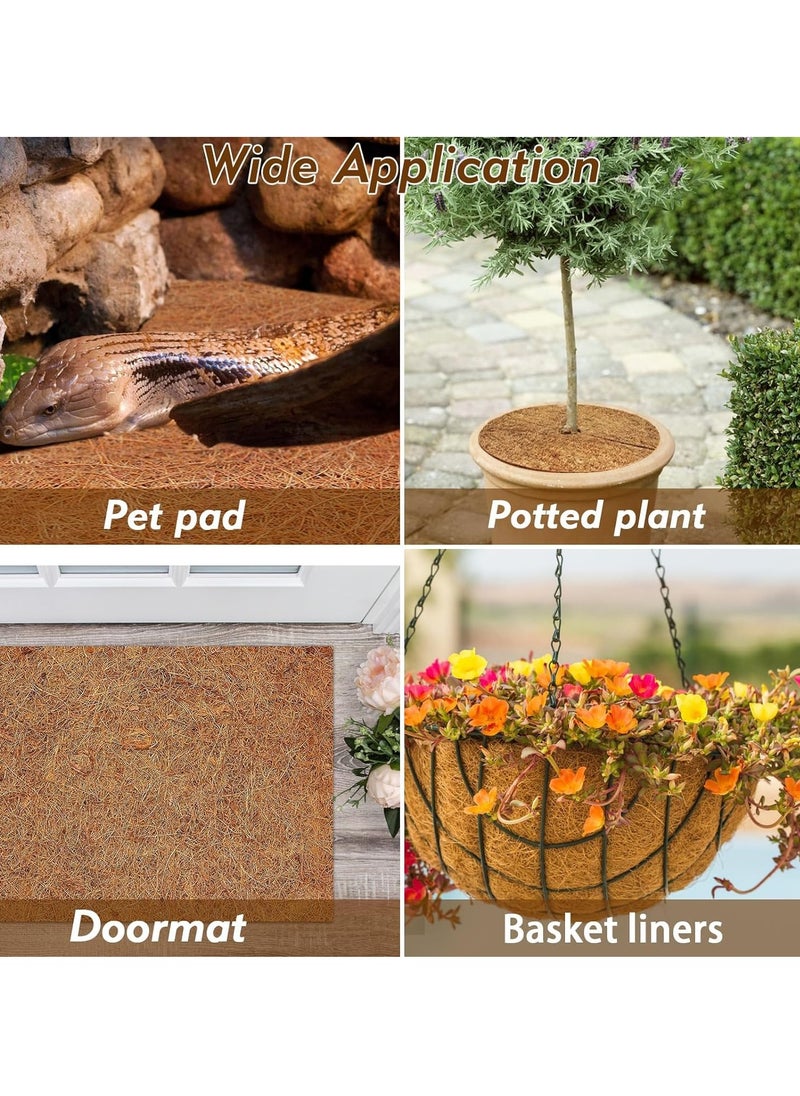 3 Rolls Reptile Carpet - 24 x 48 inches Natural Coconut Fiber Pet Mat, Tortoise Carpet Mat Coco Fiber Substrate Liner Pet Terrarium Liner for Lizard Turtle Gecko Bearded Dragon