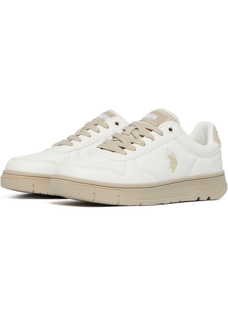 Women's Beige Low-Top Sneakers - Lightweight, Comfortable Casual Shoes