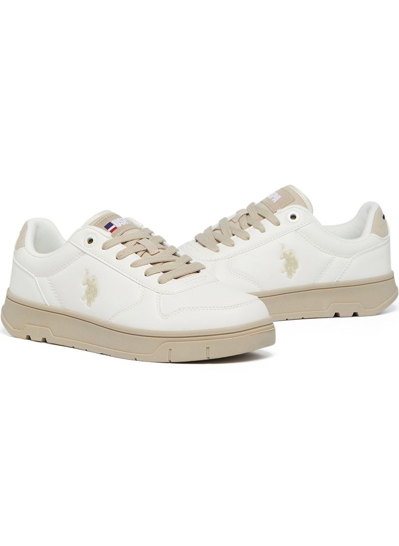 Women's Beige Low-Top Sneakers - Lightweight, Comfortable Casual Shoes
