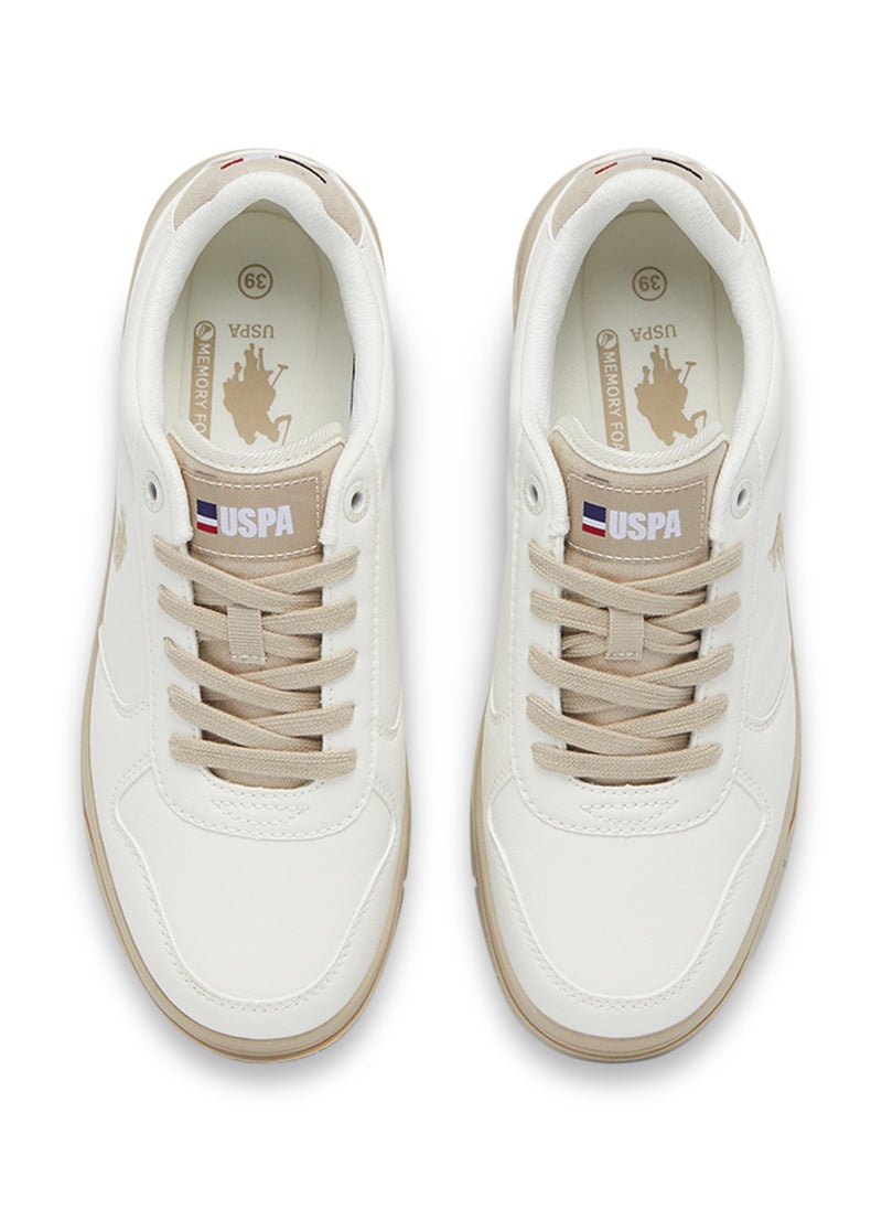 Women's Beige Low-Top Sneakers - Lightweight, Comfortable Casual Shoes