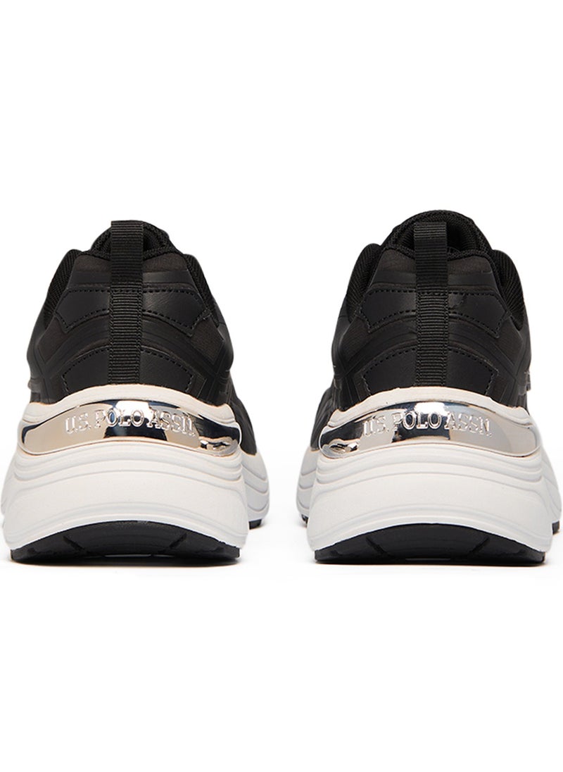 Women's Black Low-Top Premium Ramadan Exclusive Sneakers Shoes - Metallic Shine, Effortless Elegance!