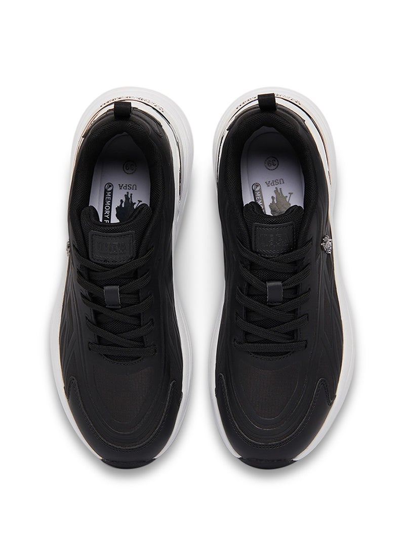 Women's Black Low-Top Premium Ramadan Exclusive Sneakers Shoes - Metallic Shine, Effortless Elegance!