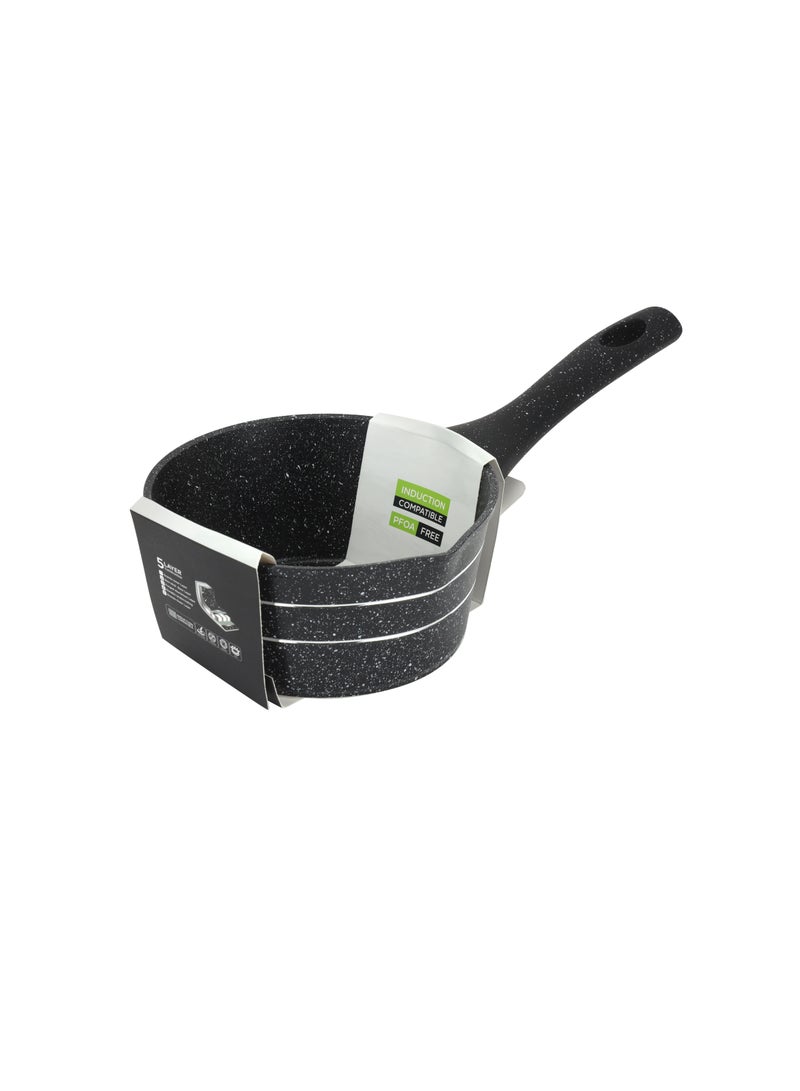 Royalford 16 cm Smart Granite Series Milk Pan- RF11833/ Forged Aluminum Body with Nonstick Coating, Stylish Design with Soft Touch Handle Black