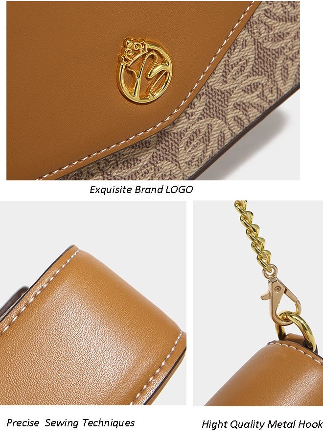 2PCS Chic Women Leather Handbags,Shoulder Sling Bag Set for Ladies Mini Crossbody Bag with adjustable Gold Chain Strap, Perfect Gift for Her, Vintage & Modern Style East West Bags