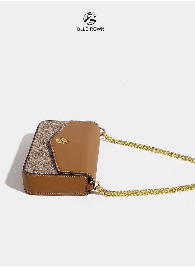 2PCS Chic Women Leather Handbags,Shoulder Sling Bag Set for Ladies Mini Crossbody Bag with adjustable Gold Chain Strap, Perfect Gift for Her, Vintage & Modern Style East West Bags